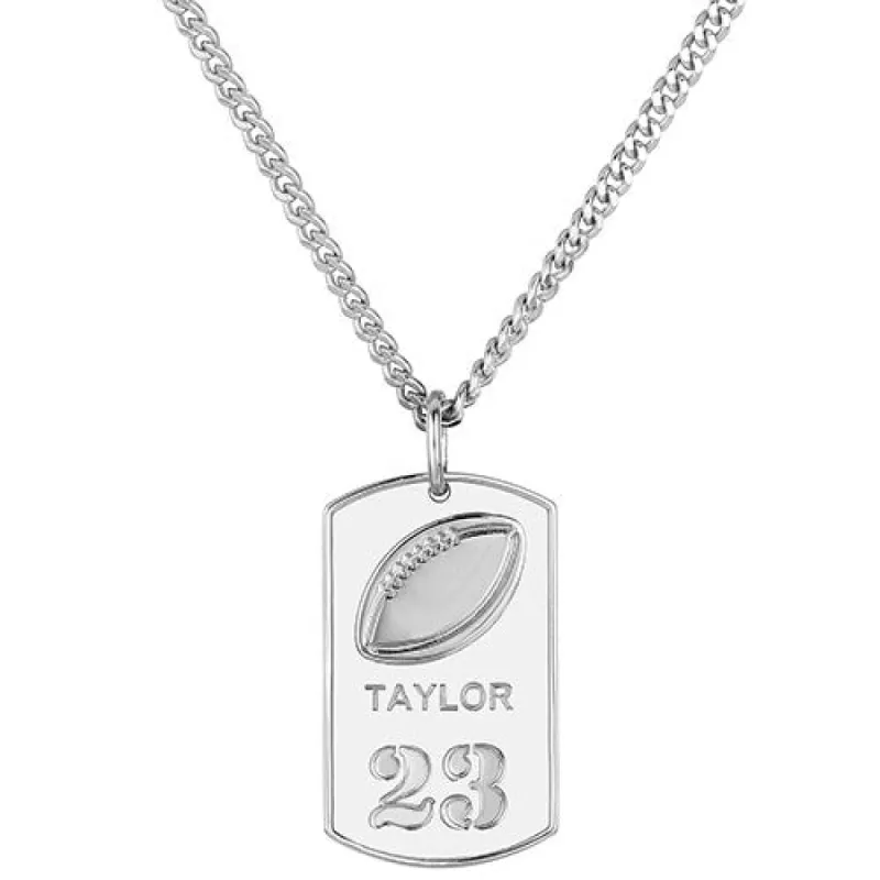 Engraved Football Dog Tag 20 Necklace sold by Limoges Jewelry