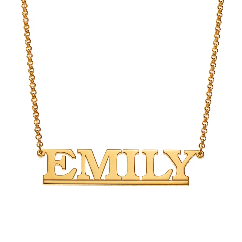 14K Gold over Sterling Uppercase Name Necklace sold by Limoges Jewelry
