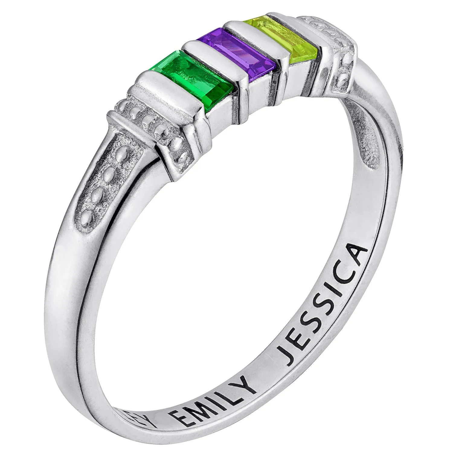 Sterling Silver Baguette Birthstone Ring - 3 Stones sold by Limoges Jewelry product image thumbnail 2