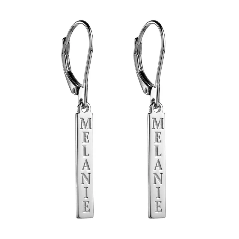 Personalized Engraved Name Tag Dangle Earrings sold by Limoges Jewelry