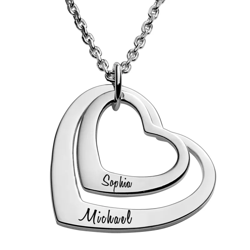 Sterling Silver Nesting Hearts with Names Necklaces - 2 sold by Limoges Jewelry