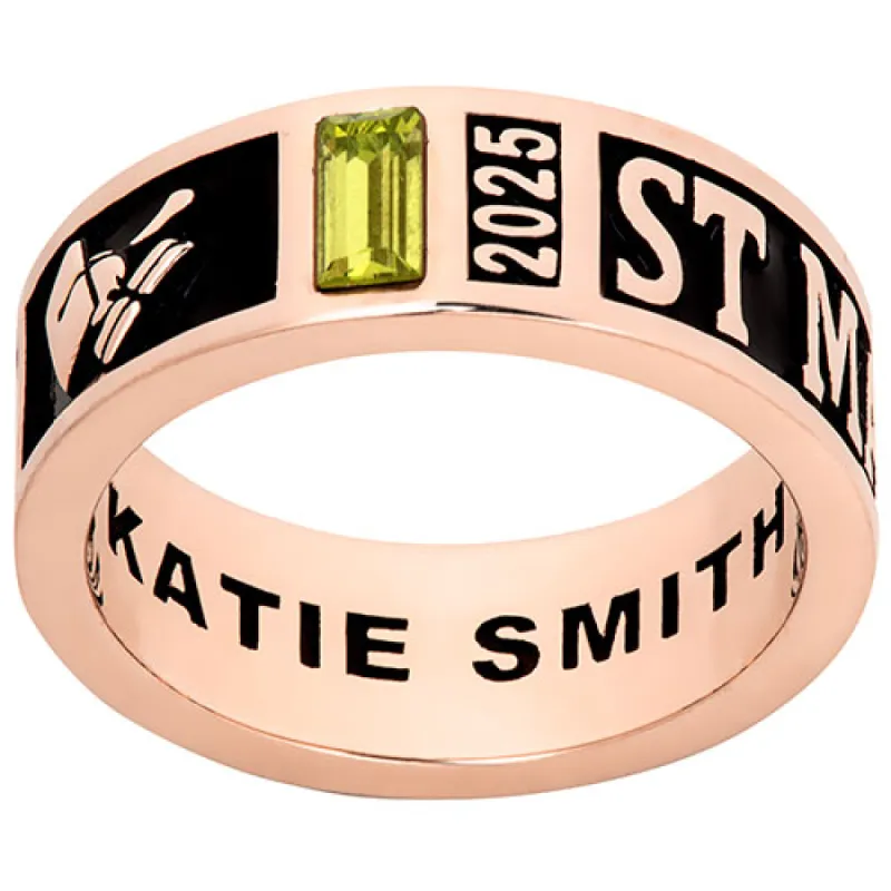 Ladies' 14K Rose Gold Plated Decorated Band Class Ring sold by Limoges Jewelry