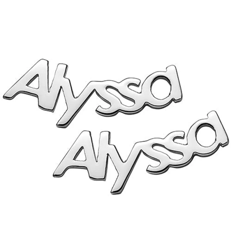10K White Gold Personalized Name Crawler Button Earring sold by Limoges Jewelry