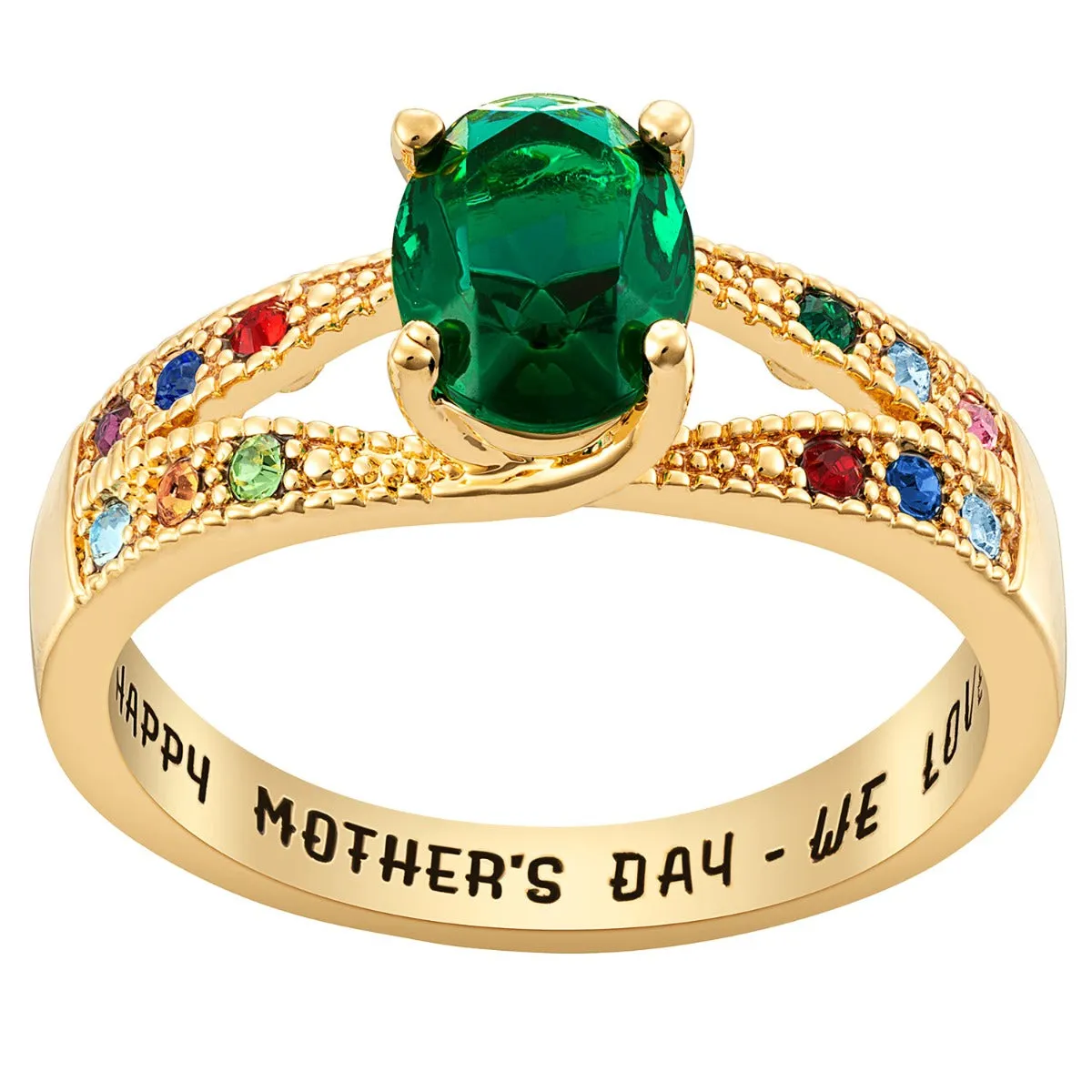 14K Gold Plated Mother/ Grandmother's Oval Family Birthstone Ring sold by Limoges Jewelry