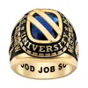 Men's 14K Gold over Sterling Birthstone with Diagonal Bridge Class Ring sold by Limoges Jewelry