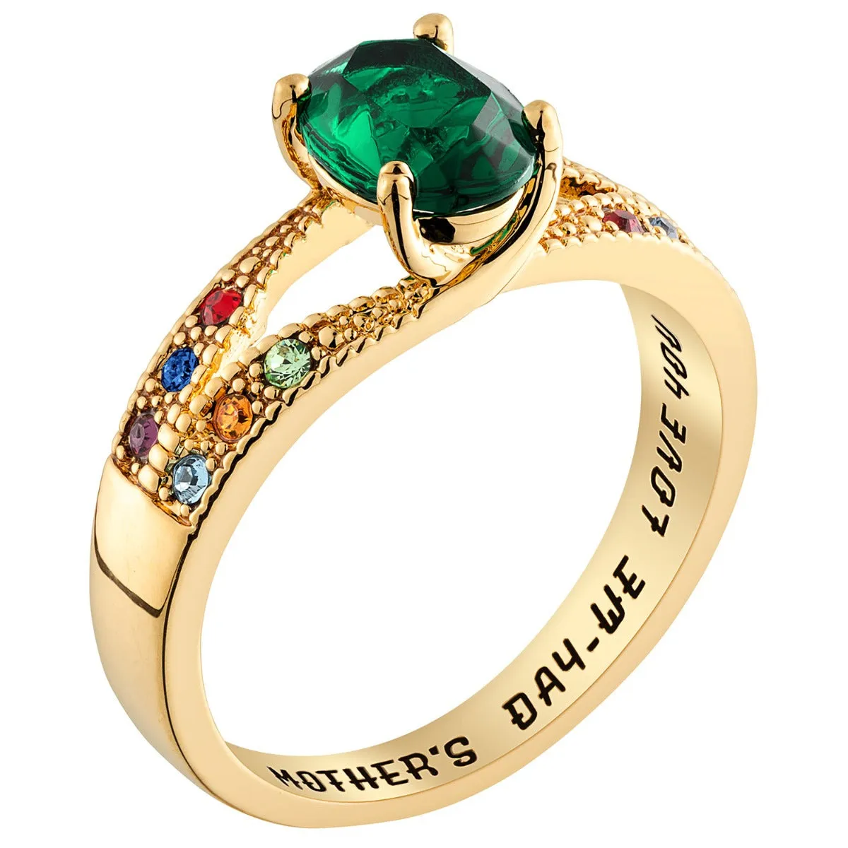 14K Gold Plated Mother/ Grandmother's Oval Family Birthstone Ring sold by Limoges Jewelry product image thumbnail 2