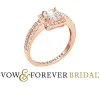 14K Rose Gold over Sterling Halo Square White Topaz Solitaire Engraved Engagement Ring sold by Limoges Jewelry