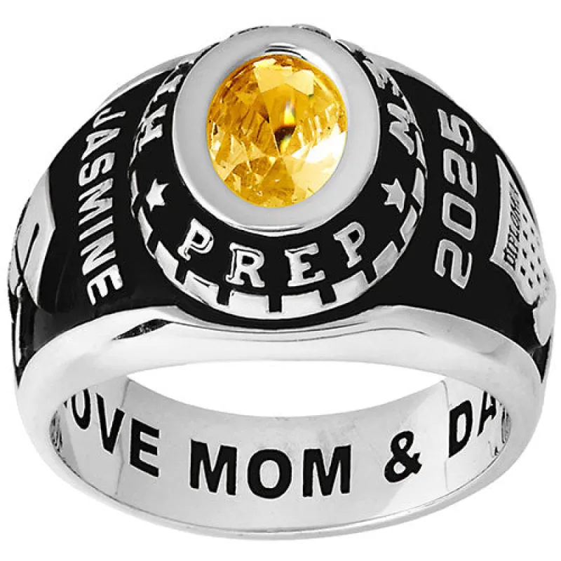 Ladies CELEBRIUM Traditional Oval Stone Class Ring sold by Limoges Jewelry