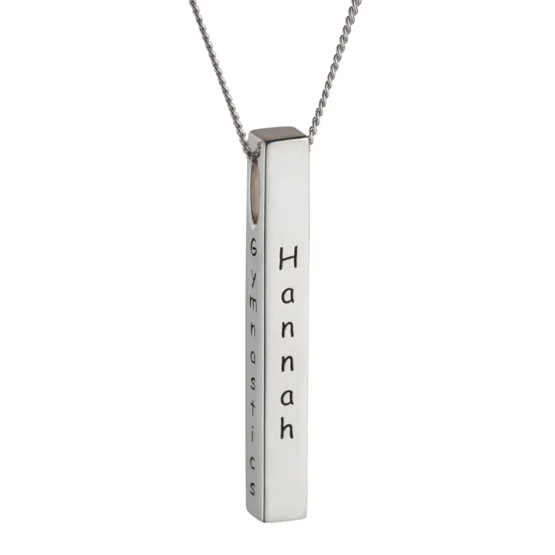 Sterling Silver Vertical 4-Sided Engraved Graduation Pendant sold by Limoges Jewelry