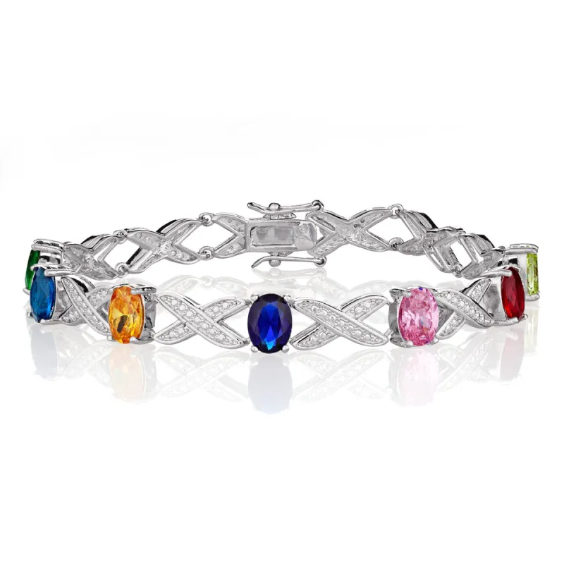 XOXO Oval Birthstone Family Bracelet sold by Limoges Jewelry