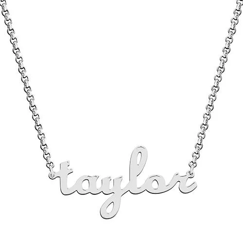 Sterling Silver Lowercase Script Name with Free Hoop Earrings sold by Limoges Jewelry product image thumbnail 4