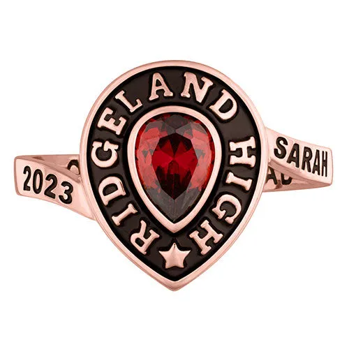 Ladies' 14K Rose Gold over Sterling Pear Birthstone Class Ring sold by Limoges Jewelry product image thumbnail 2