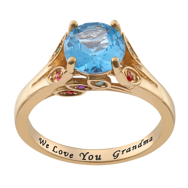 14K Gold over Sterling Personalized Mother's Birthstone and Family Ring sold by Limoges Jewelry