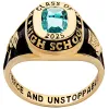 Ladies' 14K Gold Plated Traditional Cushion Birthstone Class Ring sold by Limoges Jewelry