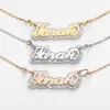 Stainless Steel Name on Clear Glitter Plaque Necklace sold by Limoges Jewelry
