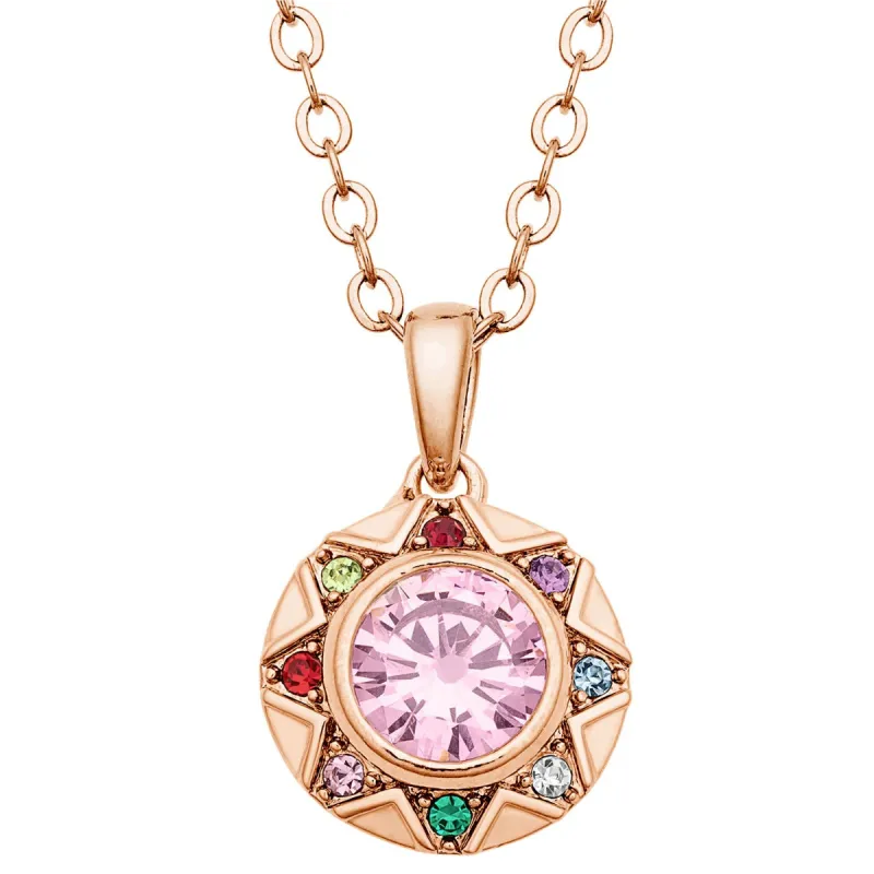 14K Rose Gold Plated Birthstone Starburst Necklace sold by Limoges Jewelry
