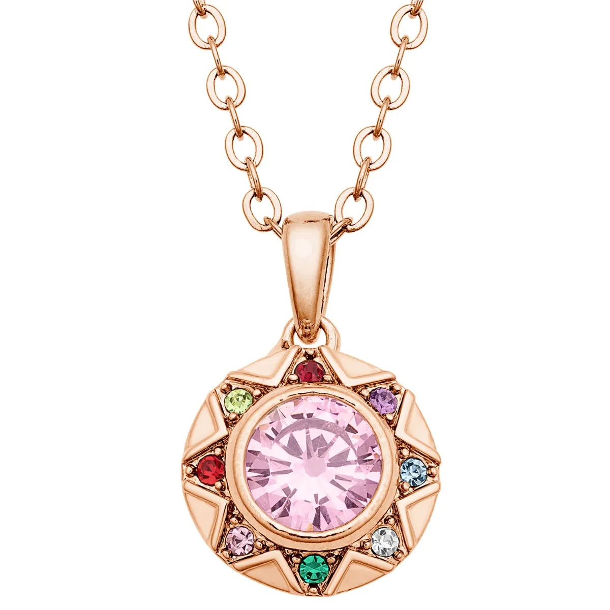 14K Rose Gold Plated Birthstone Starburst Necklace sold by Limoges Jewelry