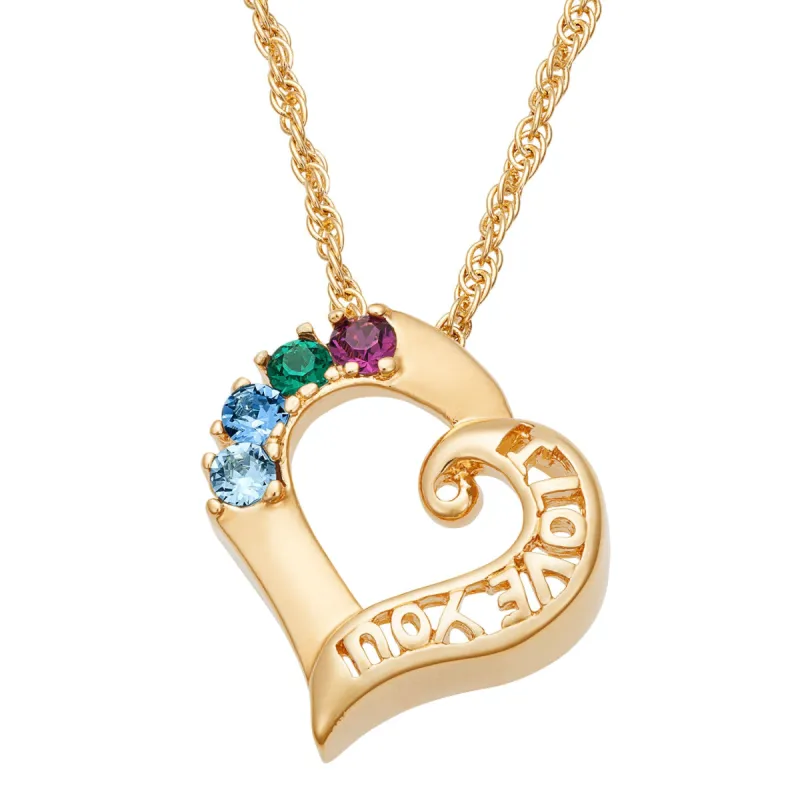 I Love You Family Birthstone Necklace sold by Limoges Jewelry