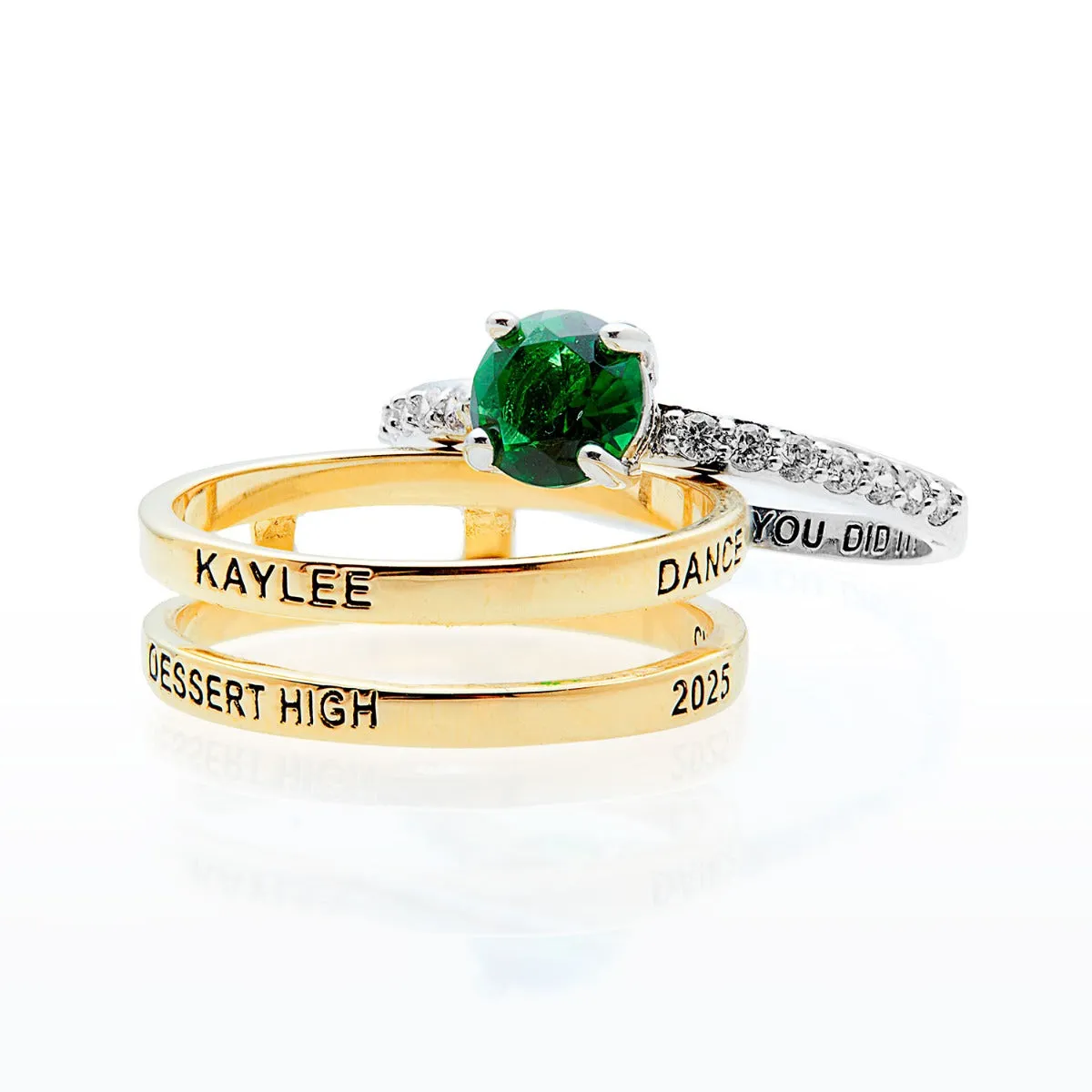 Ladies' 2-Tone 14K Gold Over Sterling Class Ring with Jacket and CZ Accents sold by Limoges Jewelry product image thumbnail 5