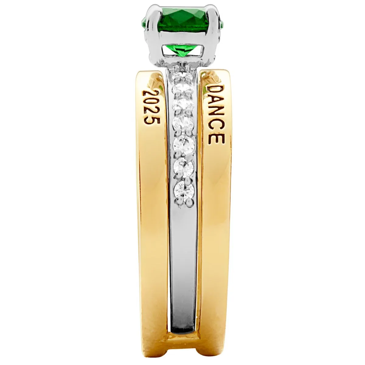 Ladies' 2-Tone 14K Gold Over Sterling Class Ring with Jacket and CZ Accents sold by Limoges Jewelry product image thumbnail 4