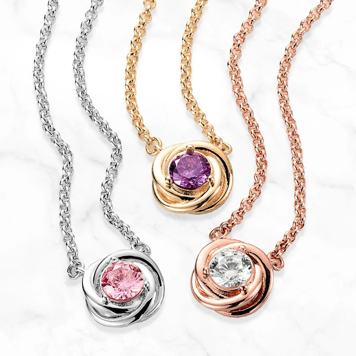 Mini Love Knot Birthstone Necklace sold by Limoges Jewelry