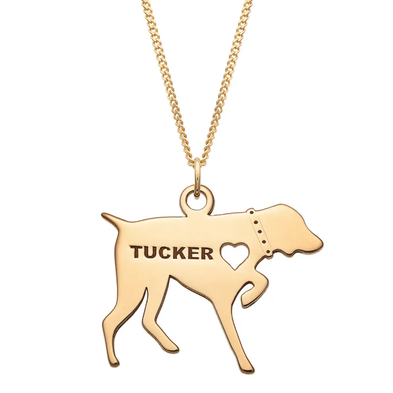 14K Gold over Sterling Engravable Pointer Dog Necklace sold by Limoges Jewelry