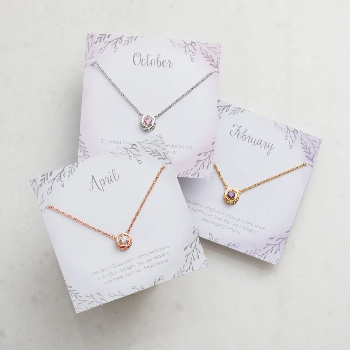 Mini Love Knot Birthstone Necklace sold by Limoges Jewelry product image thumbnail 2