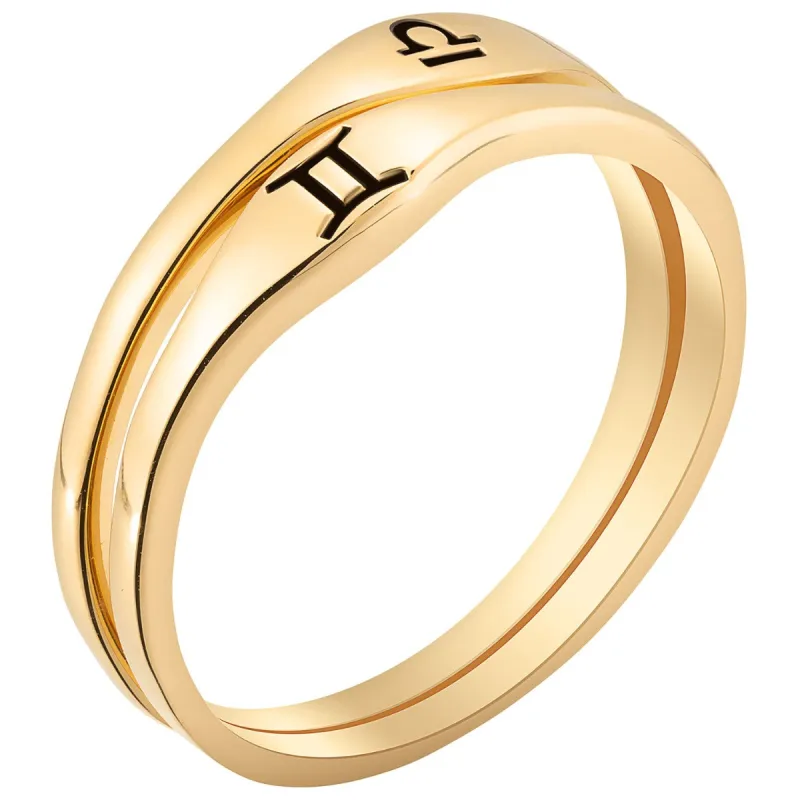 14K Gold Plated Zodiac Stack Ring Set of 2 sold by Limoges Jewelry