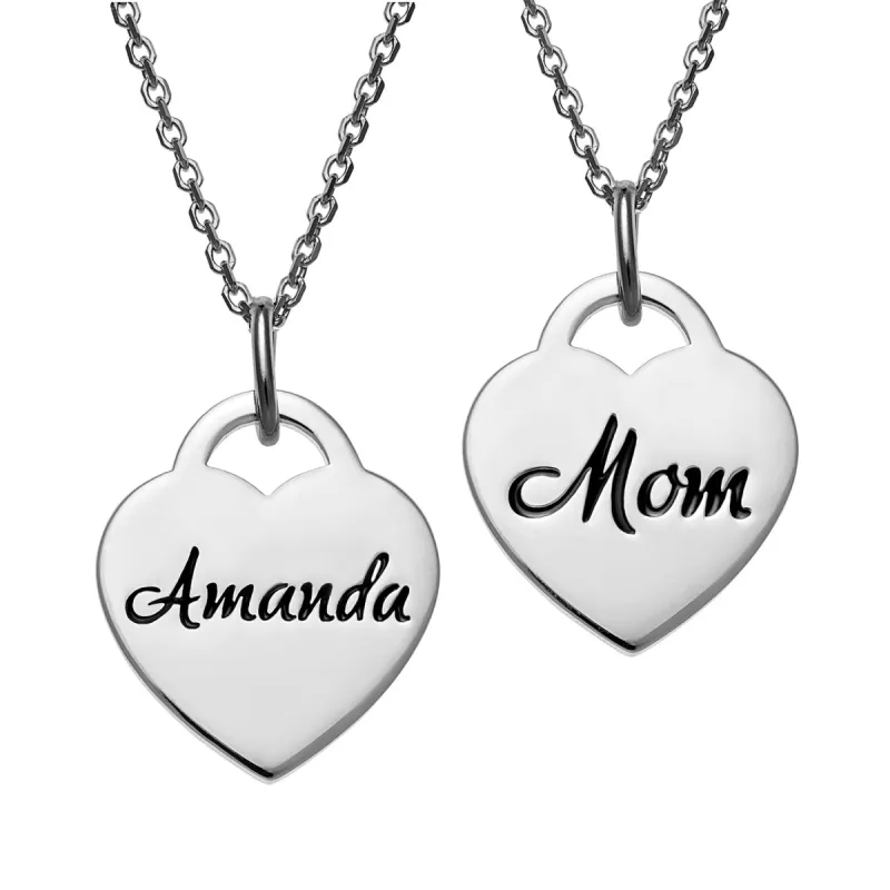 Sterling Silver Engraved Double Heart Necklace sold by Limoges Jewelry
