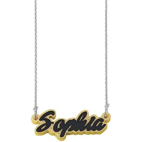 Bold Script Acrylic Name with Enamel Necklace sold by Limoges Jewelry product image thumbnail 2