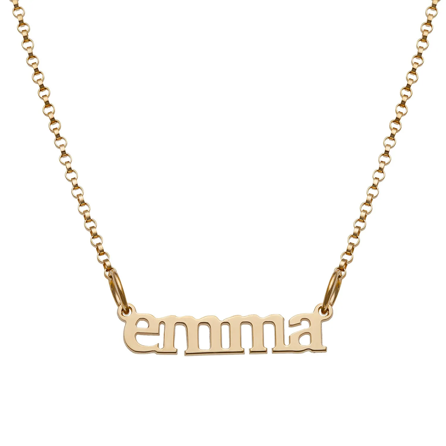 ELIZABETH EDMONDS 14K Gold over Sterling Kid's Print Name Necklace sold by Limoges Jewelry