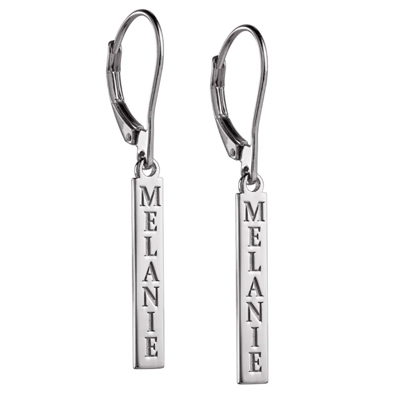 Sterling Silver Personalized Name Tag Dangle Earrings sold by Limoges Jewelry