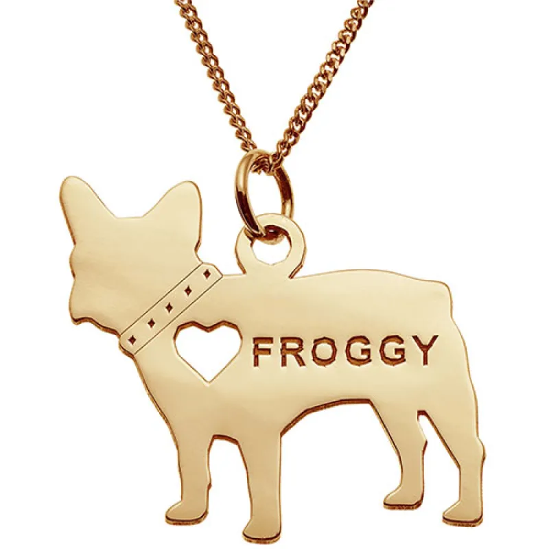14K Gold Plated French Bulldog Silhouette Necklace sold by Limoges Jewelry