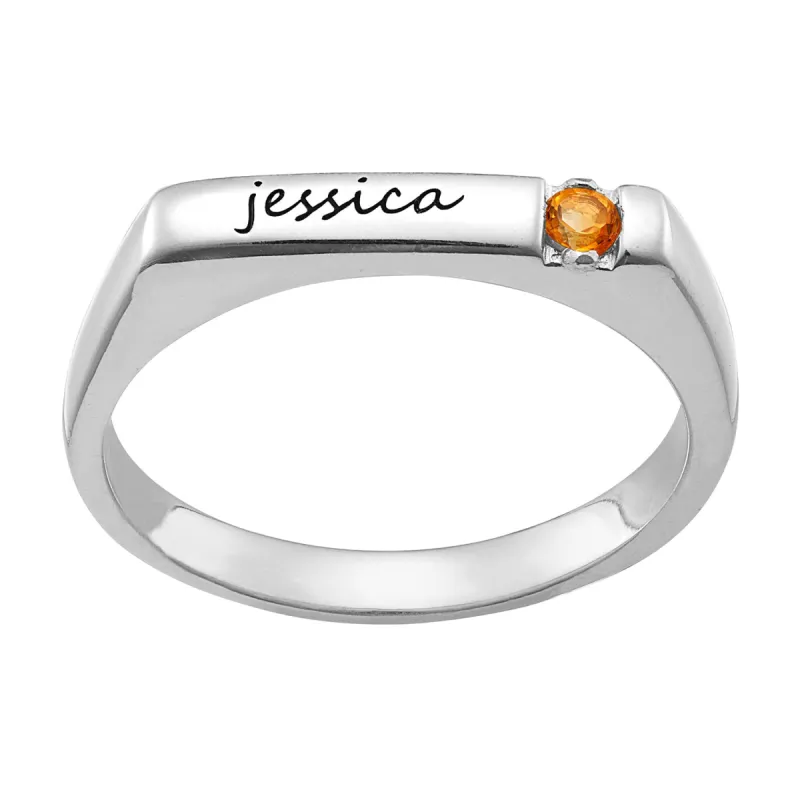 Sterling Silver Personalized Rectangle Ring sold by Limoges Jewelry