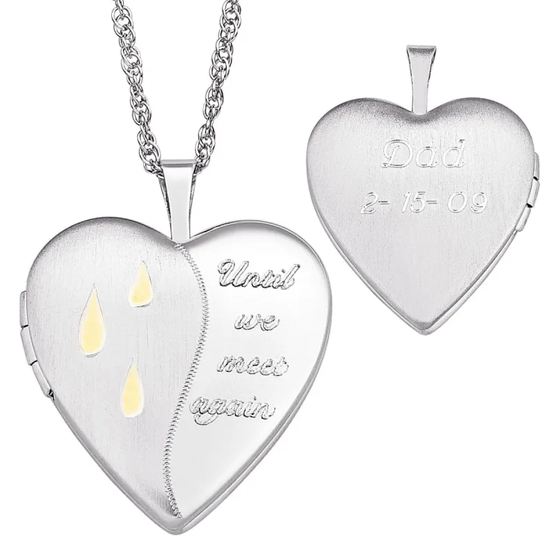 Sterling Silver Engraved Memorial Message Locket Necklace sold by Limoges Jewelry