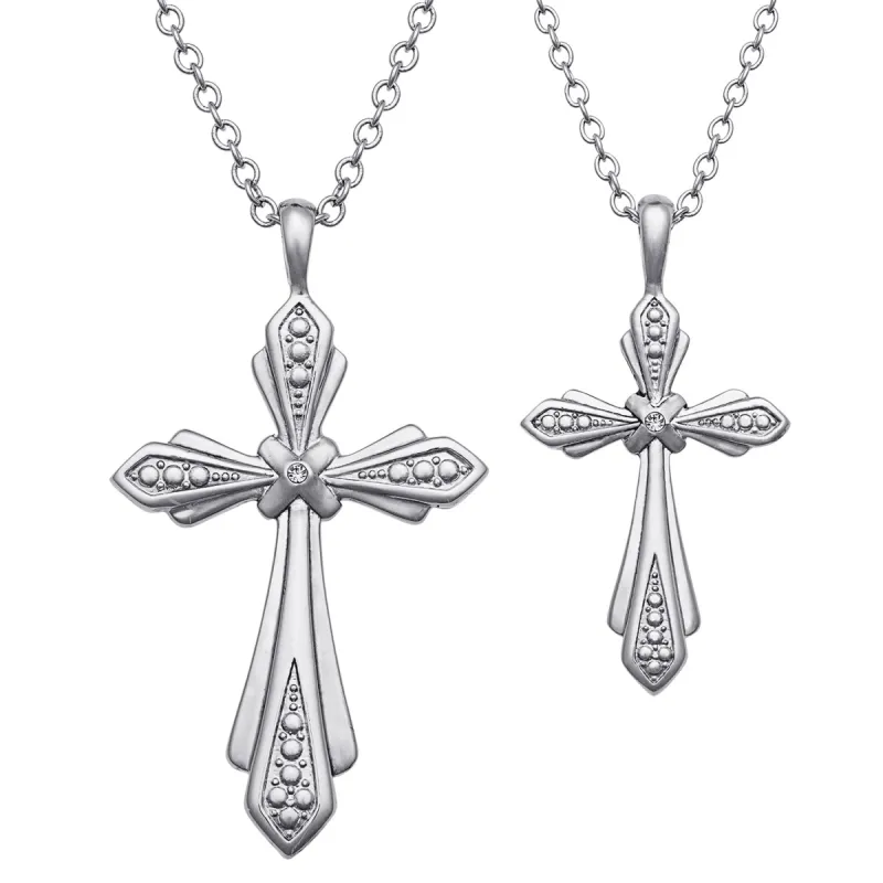 Mother and Daughter Duo Cross Pendant Set with Engraved Message sold by Limoges Jewelry