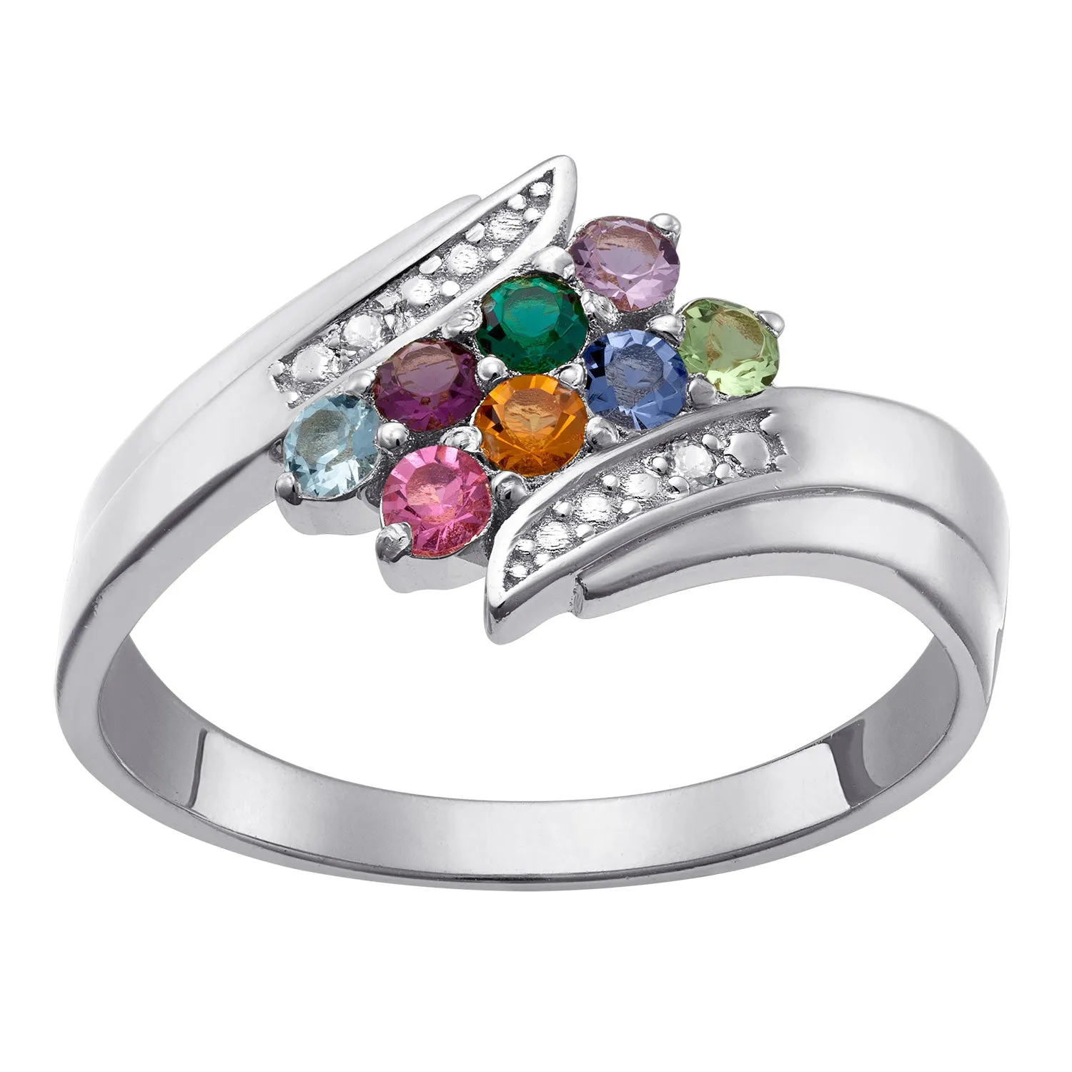 Personalized Family Birthstone Bypass Ring sold by Limoges Jewelry