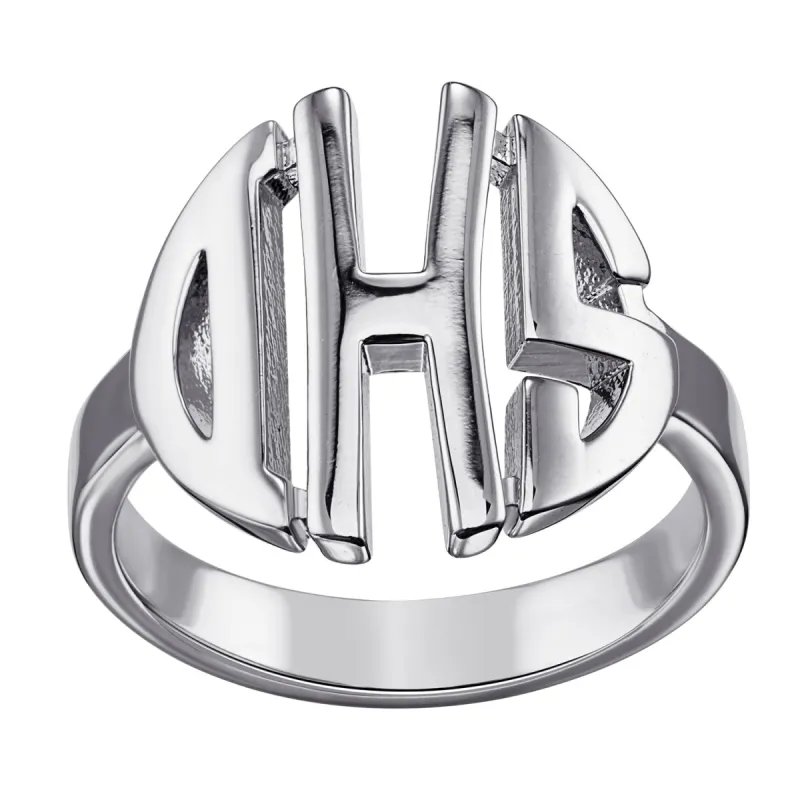 Ladies Celebrium Tailored Monogram Ring sold by Limoges Jewelry