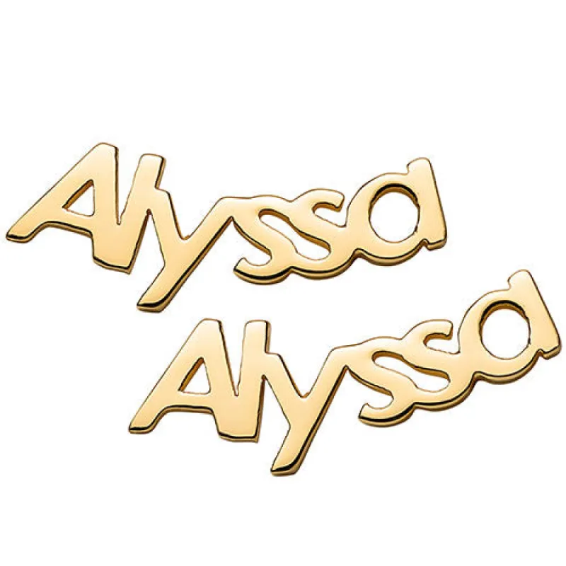 10K Yellow Gold Personalized Name Crawler Button Earring sold by Limoges Jewelry