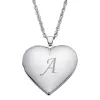 Silver Plated Engraved Initial Large Heart Locket sold by Limoges Jewelry