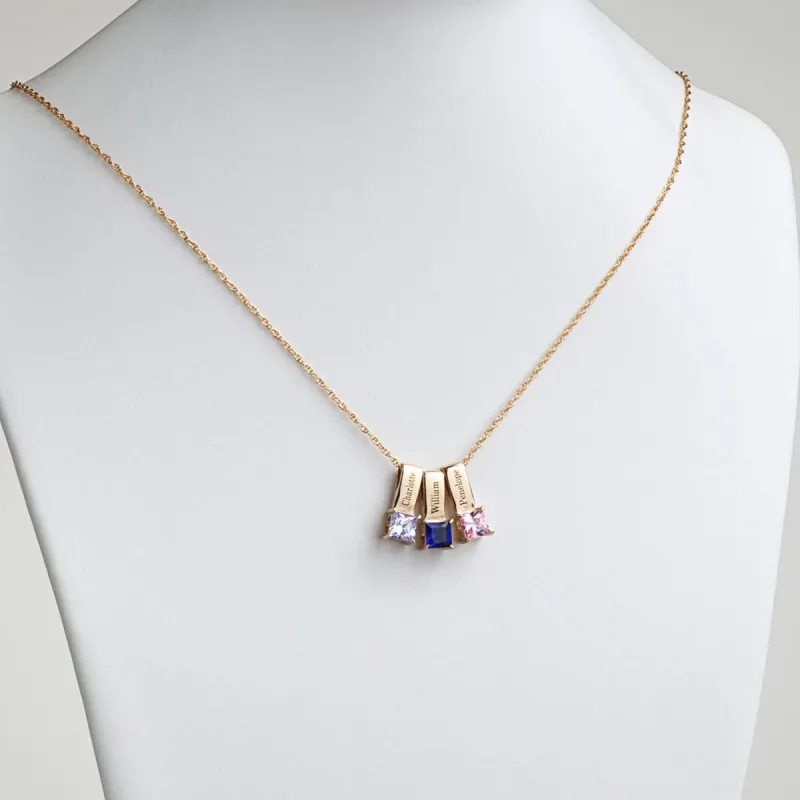 14K Gold over Sterling Personalized Name and Birthstone 3 Piece Pendant Set sold by Limoges Jewelry