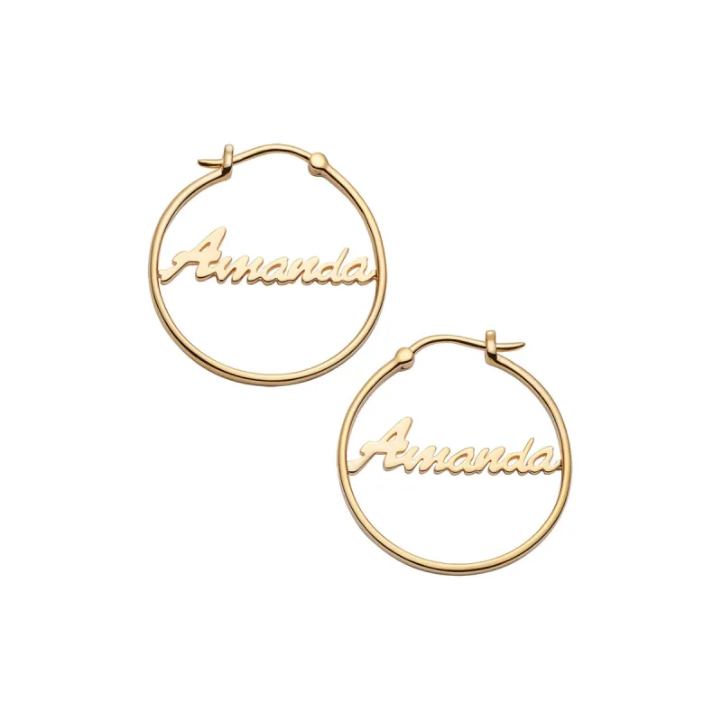 14K Gold over Sterling Personalized Name Small Hoop Earring sold by Limoges Jewelry