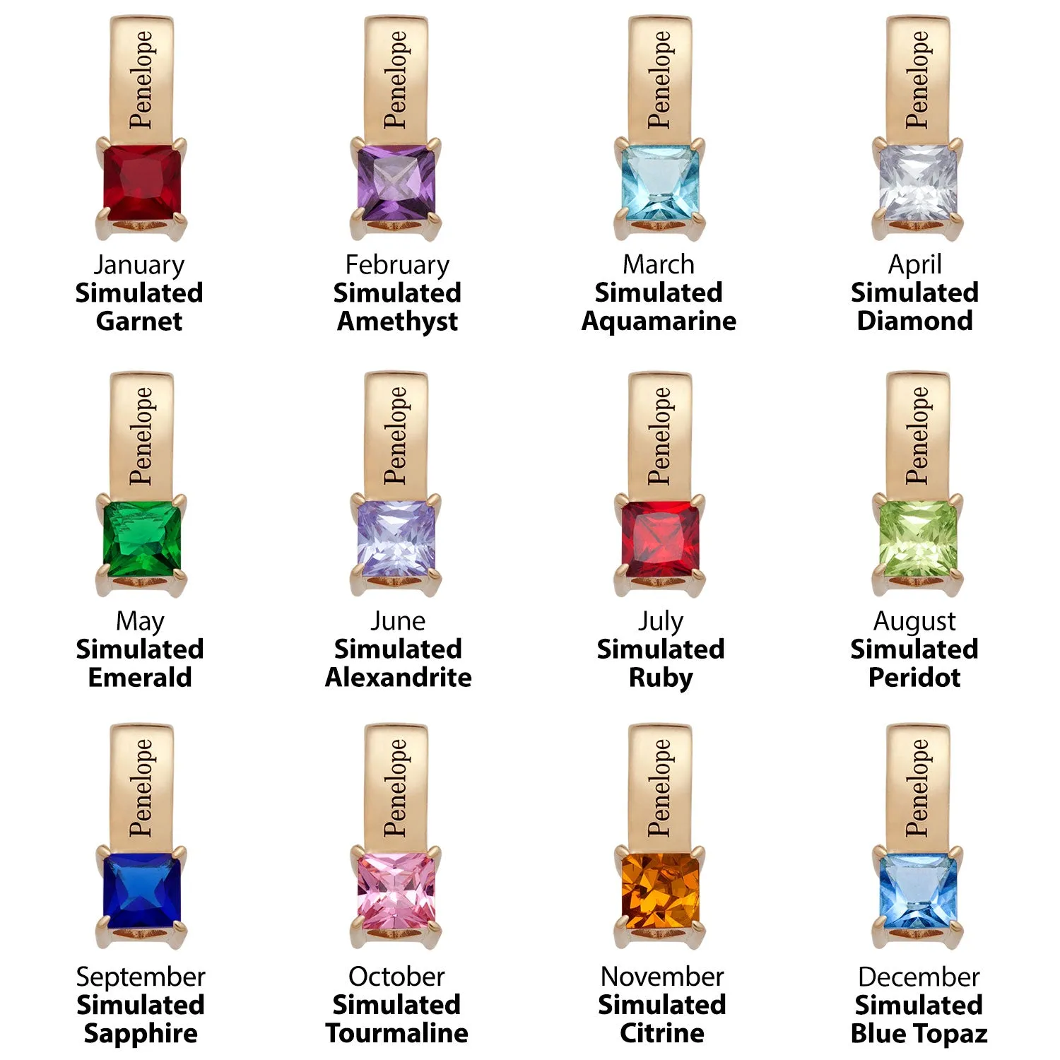 14K Gold over Sterling Personalized Name and Birthstone 3 Piece Pendant Set sold by Limoges Jewelry product image thumbnail 5