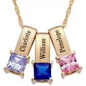 14K Gold over Sterling Personalized Name and Birthstone 3 Piece Pendant Set sold by Limoges Jewelry product image thumbnail 4