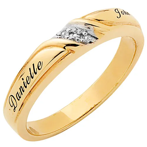 14K Gold over Sterling Ladies White Topaz Engraved Wedding Band sold by Limoges Jewelry product image thumbnail 2
