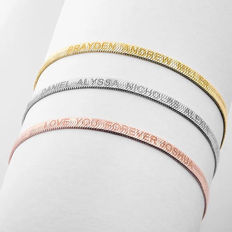 Engraved Herringbone Bracelet 8.5" sold by Limoges Jewelry