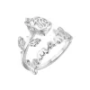Silver Script Name and Birthmonth Flower Bypass Ring sold by Limoges Jewelry