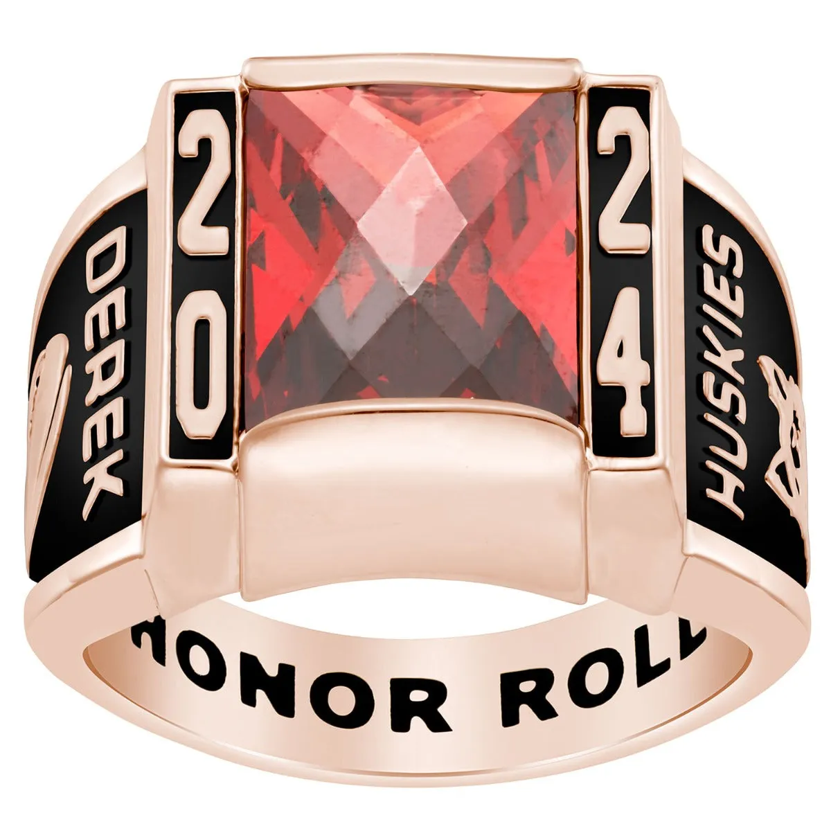 Men's Rose Gold CELEBRIUM Traditional Deco Birthstone Class Ring sold by Limoges Jewelry product image thumbnail 2