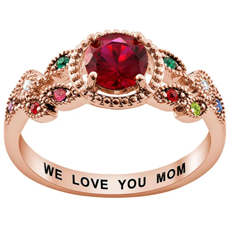 14K Rose Gold over Sterling Mother's Family Birthstone Ring sold by Limoges Jewelry