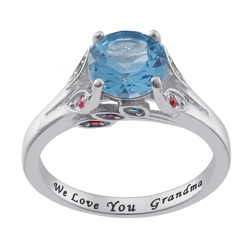 Sterling Silver Personalized Mother's and Grandmother's Birthstone Ring sold by Limoges Jewelry